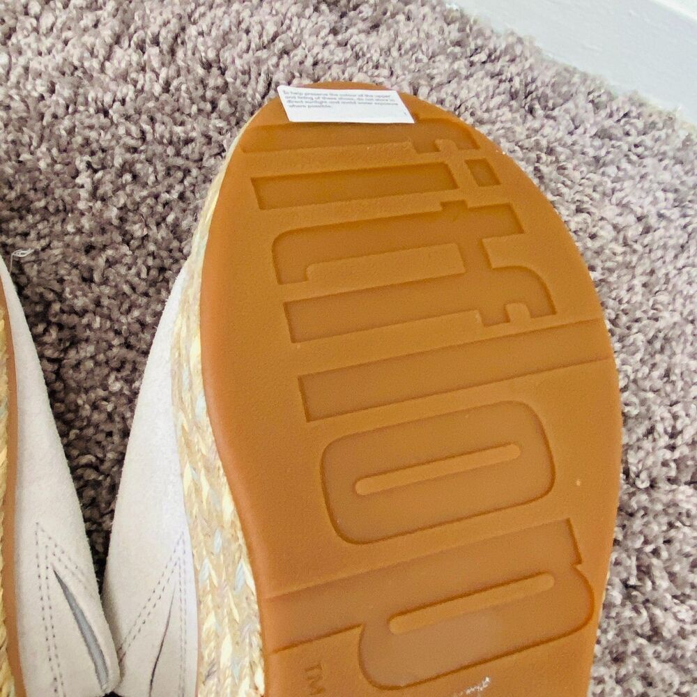 NWT FITFLOP Eloise Espadrille Suede Wedge Slides Soft Grey Size 11 - Picture 13 of 16